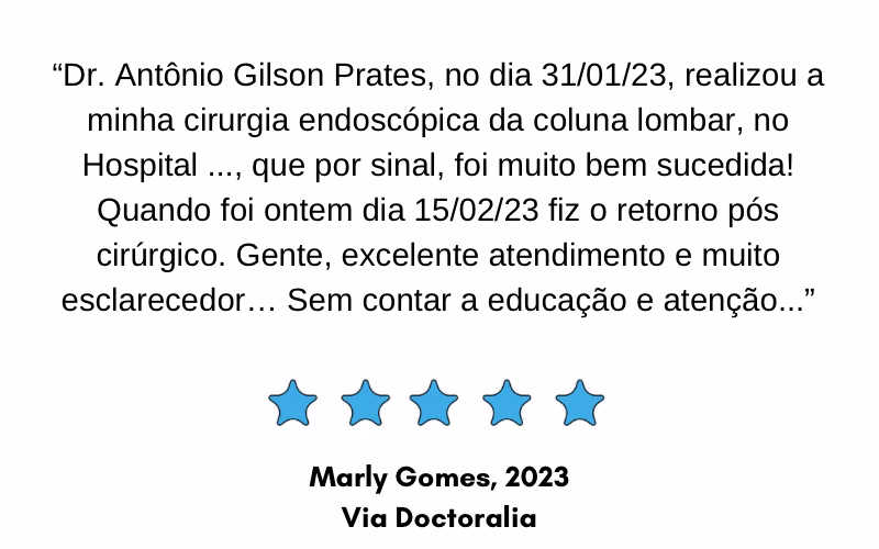 Depoimento de paciente - Endoscopia de Coluna
